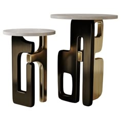 two tables with different shapes and sizes on them