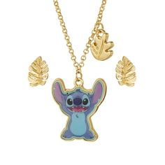 Explore the playful world of Disney with the Lilo and Stitch Stitch Pendant and Earring Set, a charming tribute to everyone's favorite mischievous alien. This set captures the essence of Stitch with a pendant featuring his endearing face and matching earrings that mirror his unique charm. Crafted with attention to detail, each piece showcases vibrant colors and intricate design elements that bring Stitch to life. The necklace chain measures 16 inches with a 3-inch extender, ensuring a comfortable fit for all-day wear. Whether worn together or separately, this set is a must-have for Disney fans who cherish the adventurous and spirited nature of Stitch. Embrace the magic of Disney and add a touch of whimsy to your wardrobe with this delightful set. Size: one size.  Color: Metal Type.  Gender Disney Multicolor Jewelry Gift, Pendant And Earring Set, World Of Disney, Silver Jewelry Earrings, Disney Lilo, Disney Stitch, Stitch Disney, Lilo And Stitch, Intricate Design