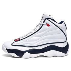 the air jordan retro sneaker in white and navy