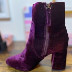 Steve Madden Size 10. Block Heel. Unused. Gorgeous Burgundy Velvet. Elegant Fall Booties With Block Heel, Purple Closed Toe Boots For Fall, Fall Purple Closed Toe Boots, Formal Winter Booties With Block Heel, Fall Purple Ankle Heeled Boots, Purple Ankle Heeled Boots For Fall, Burgundy Ankle Boot Heels For Winter, Chic Burgundy Block Heel Boots, Party Ankle Booties For Fall