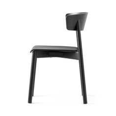 a black chair on a white background with the seat up and one arm extended to the side