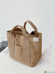 Bird in Bag - Premium Medium Khaki Square Bag: A Versatile and Stylish Accessory for Graduates, Teenage Girls, and Students in College, University, and High School. Ideal for Outdoor Adventures, Travel, and Back to School University Bag, School Bag College, Best Tote Bags, College Bags, College University, Word Wrap, Bird In Bag, School Bag, Medium Bags