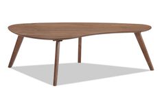 an oval wooden table with two legs on the top and one leg extended to the side