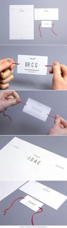 the process of making a business card with red string