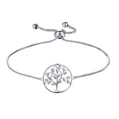 PRICES MAY VARY. YL Design: The tree of life symbolizes the power, growth, and steadfastness of life Material: 925 sterling silver with 18k white gold plated Size: Tree high: 0.8" (20 mm), silver box chain: 9.84" (25 cm) Birthstone: Set with round-cut 5A cubic zirconia Package: Come with jewelry box YL Tree Bracelet 925 Sterling Silver Tree of Life Link Bracelet Cubic Zirconia Jewelry for Women Emerald Green Jewelry, Tree Of Life Bracelet, Sterling Bracelets, Adjustable Jewelry, Cubic Zirconia Jewelry, Silver Tree, Green Jewelry, Jewelry Tree, Jewelry For Women