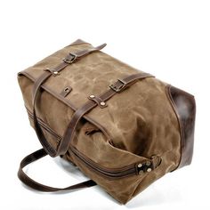 Mens Duffle Bag Travel Waterproof Waxed Canvas -  - Duffle Bags - Woosir Mens Duffle Bag Travel, Waxed Canvas Duffle Bag, Mens Duffle Bag, Mens Weekend Bag, Canvas Weekender Bag, Canvas Duffel Bag, Canvas Duffle Bag, Large Travel Bag, Outdoor Fitness