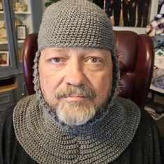 Brand New With Tags! Hand Crocheted Chain Mail Knight's Hat Perfect For Cosplay, Costume, Renaissance Faire Or Just To Keep Your Head Warm. The Perfect Weight T, Soft, Comfy And Cozy But Holds It'sshape Well. Fits Average Size Men's Head, Approx 22". Medieval Crochet, Cosplay Crochet, Crochet Cosplay, Crochet Chain, Chain Mail, Knights, Hand Crochet, Cosplay Costume, Doodles