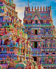 an elaborately decorated building with many different colors