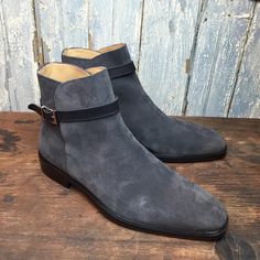 Handmade men gray boots, suede jodhpur boots for men, men dress formal boots - Boots Office Ankle Boots, Gray Suede Boots, Formal Boots, Strap Boots, Gray Boots, Jodhpur Boots, Mens Dress Boots, Grey Suede Boots