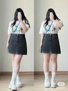 Plus Size Korean Fashion Summer, Summer Outfit Inspo 2024 Midsize, Kpop Concert Outfit Ideas Plus Size, Long Skirt Outfits Midsize, Chubby Outfit Ideas Casual, Chubby Fashion Outfits Korean, Chubby Outfits, Chubby Aesthetic Outfit, Chubby Outfit Ideas