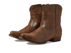 Roper Shay - Cowboy Boots : Brown : The Roper Shay cowgirl boots features a burnished finish with light distressing for a truly vintage-inspired style. Short Western boot is made of vintage faux leather upper. Inside zipper closure for easy on and off. Soft synthetic lining offers a comfortable next-to-skin feel. Cushioned comfort insole for added underfoot support. Snip toe. Western heel. Vintage TPR outsole with excellent flexibility for easy movement. Imported. Measurements: Heel Height: 1 1 Short Western Boots, Cowboy Boots Brown, Brown Shorts, Western Boot, Boots Brown, Cowgirl Boots, Brown Boots, Western Boots, Mid Calf