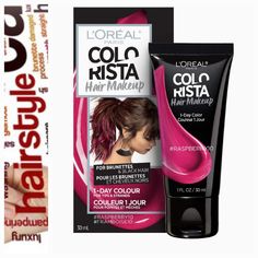 N.I.B. L'oreal Paris Colorista 1 Day Hair Color Raspberry 10 It's Not A Hair Dye - It's Makeup For Hair! Gentle Leave-In Formula For One Day Color That Washes Out With Shampoo. No Bleach Or Gloves Required. Mix And Match Different Shades To Create Your Own Non Permanent Hair Color. No Gloves. No Damage. No Rules. Pink Hair, Blue Hair, Or Purple Hair, This Wash Out Hair Color Gives You Limitless Options. 1-Day Temporary Hair Makeup That Washes Out With Shampoo - Change The Color Of Your Hair As O Loreal Colorista Pink, Non Permanent Hair Color, Wash Out Hair Color, Permanent Hair Color, Beauty Wellness, L Oreal, Blush Makeup, Hair Dye, Loreal Paris