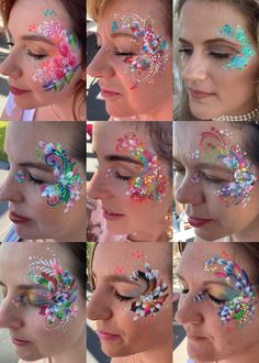 Wedding Face Painting, Festival Face Paint Glitter, Festival Facepainting, Face Paint Designs, Carnaval Make-up, Eye Face Painting, Glitter Face Paint, Face Painting Supplies, Fairy Face Paint