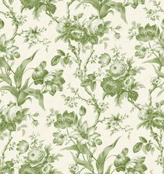 a green and white floral wallpaper pattern