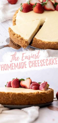 the easy homemade cheesecake is ready to be eaten