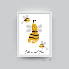 a yellow and black bee with the words, cute as can bee on it's chest