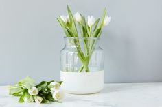 etúHOME White Colorblock Mason Jar, Small 1 Small Mason Jars, Summer Harvest, High Gloss White, Tall Vases, Canning Jars, White Paint, Glass Containers, Recycled Glass, Glass Decor