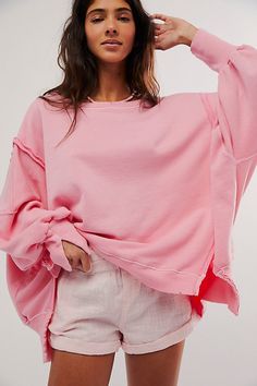 Camden Sweatshirt, Sky Fit, Slouchy Sweatshirt, Free People Style, Oversized Pullover, Pink Sky, Spring Style, Pink Sweatshirt, Oversized Sweatshirt