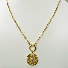 Free Shipping! This Is A Beautiful High Quality 18k Yellow Gold Filled Rolo Chain Necklace With Snap Ring Charm Holder And Stunning Cz Coin Charm. The 18k Gold Color Is Perfect, Definitely Not Too Yellow! Ring Opens Allowing You To Wear With Charm Of Your Choice. All Charms In My Shop Are Available For Purchase. Available In 18 Inches. 3mm Rolo Chain. Lobster Clasp With Two Inch Adjustable Extender. So Beautiful! Charm Holder Necklace, Chain Layering, Yellow Ring, Charm Holder, Snap Ring, Layering Necklace, Rolo Chain, Spring Rings, Layered Necklaces