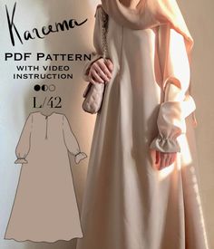 Sewing Pattern Abaya KAREEMA L/42 - Etsy Abaya Pattern Sewing, Abaya Designs Pattern, Abaya Pattern, Abaya Outfit, Muslim Outfits Casual, Modest Dresses Casual, Couture Mode, Abaya Designs, Muslimah Fashion Outfits