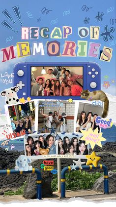 a collage of photos with the words recap of memories on it and an image of people