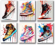 Amazon.com: SYCART® - Hypebeast Sneaker Poster, Set of 6 (8''x10'') UNFRAMED, Air Jordan Room Decor, AJ Shoes Poster Art Sports Themed Wall Art For Boys Room, Hypebeast Sneaker Poster – Hypebeast Room Decor, Michael Jordan Poster, Sneaker AJ Shoes Shoebox Collection Aesthetic Cool Poster for Teen Boys Guys Men Room Dorm Bedroom Wall Decor, AJ Wall Art, Cool AJ poster, Jordan shoe posters.: Posters & Prints Athletic Room Decor, Sneakerhead Nursery, Teen Bedroom Decor For Boys, Sneaker Bedroom Ideas, Nike Bedroom Ideas, Nike Bedroom, Jordan Room Decor, Air Jordan Art, Sports Theme Bedroom