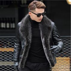 Business Jacket, Leather Coats, Men's Leather Jacket, Warm Jacket, Mink Fur, Warm Coat, Leather Jacket Men, Outerwear Coats