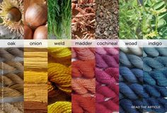 the color scheme for different types of yarns and needles, including onions, garlic, onion