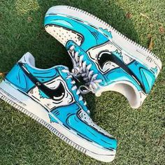 ad eBay - Nike Air Force 1 Custom Hand Painted Shoes Retro Graffiti Blue Teal Cartoon Art - Buy Now, click the link (eBay) Custom Sneakers Diy, Blue Cartoon, Nike Air Force 1 Custom, Custom Shoes Diy, Air Force 1s, All Nike Shoes, Air Force 1 Custom, Custom Air Force 1, Hand Painted Shoes