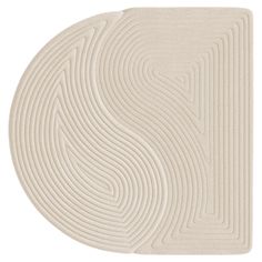 a white rug with wavy lines in the center on a white background, as well as an oval shape