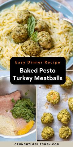 easy dinner recipe baked pesto turkey meatballs