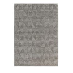 a gray rug with an abstract design on the top and bottom, it is made out of