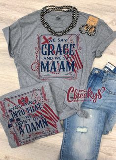 This tee is the perfect way to show off southern pride! With an eye-catching front and back graphic, this tee is sure to turn heads. Experience a true classic with this crew neck that celebrates all that is southern. Wear it with grace and show your style! 50% Polyester 25% Cotton 25% Rayon Gravel Road 3723 Cowgirl Accessories, Western Graphic Tees, Gravel Road, Concert Outfits, Country Concert, Country Shirts, Fire Dept