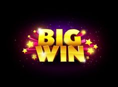 the words'big win'are surrounded by stars and sparkles on a black background