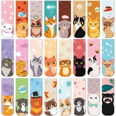 PRICES MAY VARY. Package Includes: you will get 48 pieces of cats magnetic bookmarks in 24 diverse styles, 2 pieces for each style; Sufficient quantity and elegant designs can meet your daily use and replacement, you can also share them with your friends and classmates, they will like these magnetic bookmarks very much Proper Size: each of the magnetic bookmark is approx. 12 x 4 cm/ 4.72 x 1.57 inches, its folded dimension is approx. 6 x 2 cm/ 2.36 x 0.79 inches, small and lightweight, suitable Reading Supplies, Print Book Design, Cat Art Painting, Page Markers, Bookmark Craft, Coloring Bookmarks, Doodle Inspiration, Animal Book, Animal Mugs