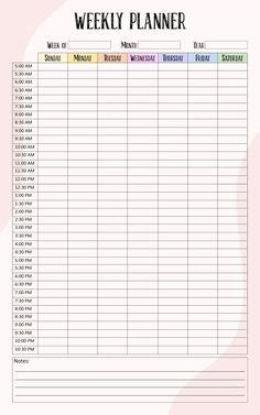 a printable weekly planner is shown in the middle of a page with numbers on it