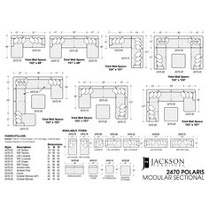 the floor plan for a modular living room with four different seating areas and three separate sections