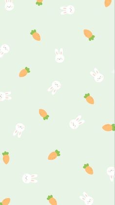 a green background with rabbits and carrots