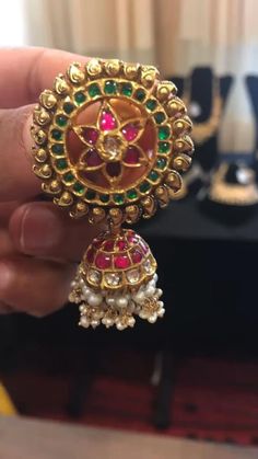 Kundan Buttalu, Kundan Earrings Jhumkas, Buttalu Gold, 22 Carat Gold Jewellery, Pearl Cluster Ring, Temple Jewelry Necklace, Antique Jewelry Indian, Bangles Jewelry Designs, Gold Jewelry Earrings