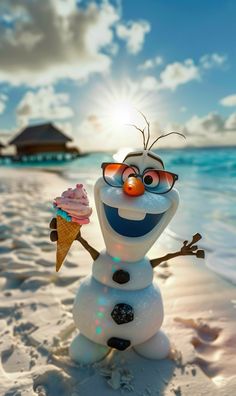 a cartoon character holding an ice cream cone