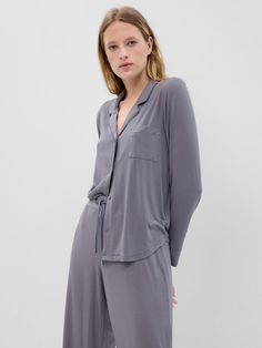 Modal Pajama Shirt | Gap Winter Pajamas Women, Night Pajama, Post Partum Outfits, Nissan 240sx, Women's Sleepwear, Soft Pajamas, Sleep Shirt, Pajama Shirt, Pajama Top