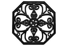 an ornate design on the side of a wall in black and white, is shown