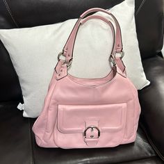 Coach Leather Campbell Hobo Shoulder Bag In Barbie Pink. Style Number F24686. Magnetic And Zipper Closures In Silver Hardware. Too Many Pockets To Count! Spots On The Back, Barely Noticeable See Pictures. I Have Matching Wallet Available. Bags With Silver-tone Hardware For Daily Use, Daily Use Bags With Silver-tone Hardware, Pink Satchel With Silver-tone Hardware For Travel, Classic Satchel With Silver-tone Hardware For Errands, Daily Use Double Handle Shoulder Bag With Silver-tone Hardware, Everyday Double Handle Hobo Bag With Silver-tone Hardware, Hobo Shoulder Bag With Silver-tone Hardware, Daily Use Tote Shoulder Bag With Silver-tone Hardware, Silver-tone Hardware Tote Shoulder Bag