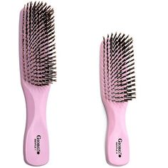 Set of two sizes: purse / travel (6.25 inch) and dresser (7.75 inch). This superb quality detangling brush for black natural hair has rounded tip/pin bristles for a gentle touch on sensitive scalps, effortless gliding through hair brush for women, releasing of hairs natural oils, and preventing pulling and hair brush men breakage, making it the best of its kind also can be used as a wet dry brush. Made from cellulose acetate, a resilient and durable material derived from cotton. It softly detang Black Natural Hair, Baby Grooming, Hair Brush Set, Girl Hairstyle, Natural Hair Oils, Detangling Brush, Sensitive Scalp, Hair Tutorials Easy