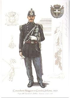 a drawing of a man in uniform standing next to a flag and shield with the words commander's magen on it