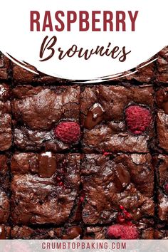 raspberry brownies with chocolate on top and the words, how to make raspberry brownies