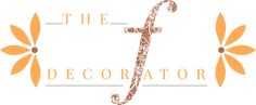 the decorator logo with an orange and brown floral design on it's side