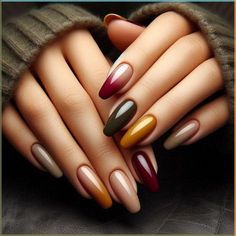 Fall Nails With Gold, Fall Short Nails, Nail Designs For Fall, Fall Thanksgiving Nails, Nails With Gold, Natural Nail Care, Stunning Nail Designs, Subtle Nails, Cute Spring Nails