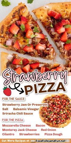 the flyer for strawberry pizza is shown