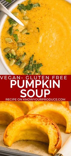 vegan gluten free pumpkin soup in a white bowl